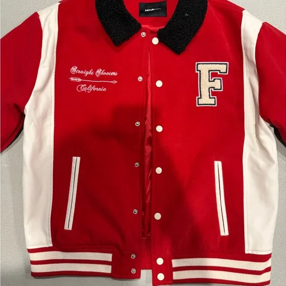 Fashion Nova Red and White Archery Club Jacket - Picture 4 of 6